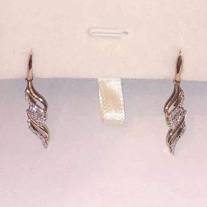 NEW .43ctw Genuine Diamond 14kYG/925 Earrings